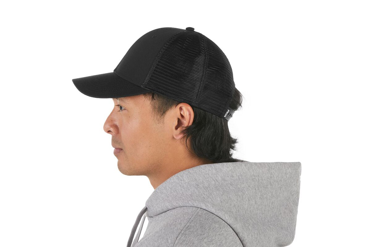 recycled-poly-low-profile-trucker-hat-b1 WebPDP-HAT002002_Recycled_Poly_Low_Profile_Trucker_Hat_Black_Studio_Harper_Studios_0723_Back__HAT002002OS.jpg